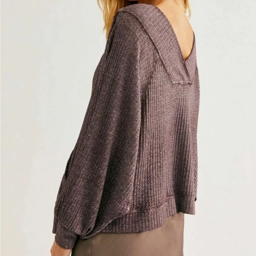We The Free Off-the-Shoulder Textured Sweater in Taupe - Picture 2 of 7